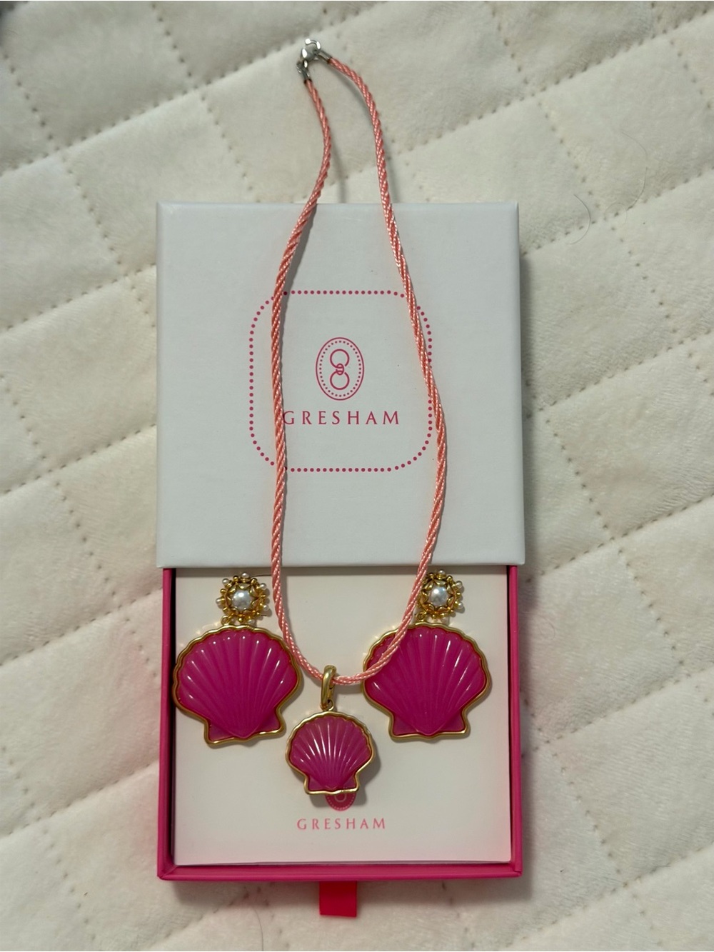 Pink Shell Drop Earrings